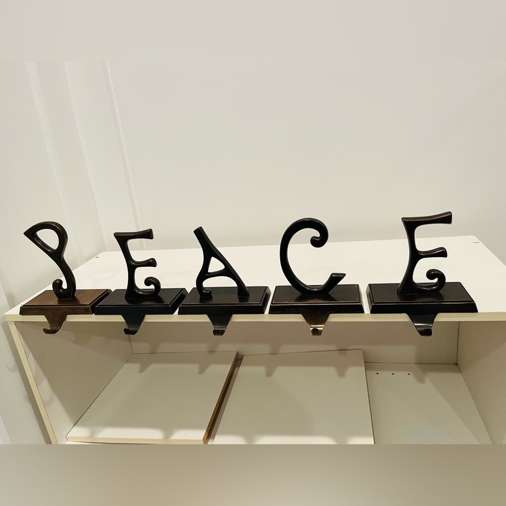 🎄 Pottery Barn “Peace” Christmas Stocking Holders 🎄